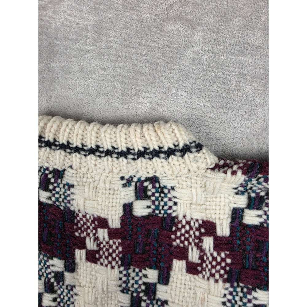 Vintage C.C.H. Imports Sweater Mens M Wool Hand Made Ecuador Houndstooth *Read - Picture 9 of 10